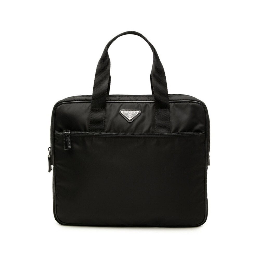 Prada Triangle Logo Plate Business Bag Briefcase Black Nylon Men's PRADA